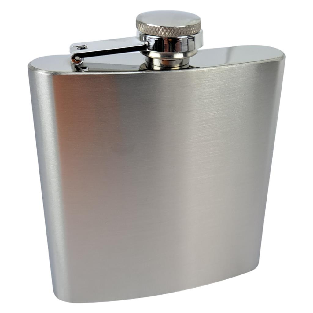Cantil De Inox Na Cor Prata 180ml Camping Caminhada