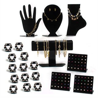 Kit 17 Expositores de Joias e Bijuterias Completo com Busto para Colcar Corrente Brinco Argola Mão Relógio Para Lojas e Vitrines