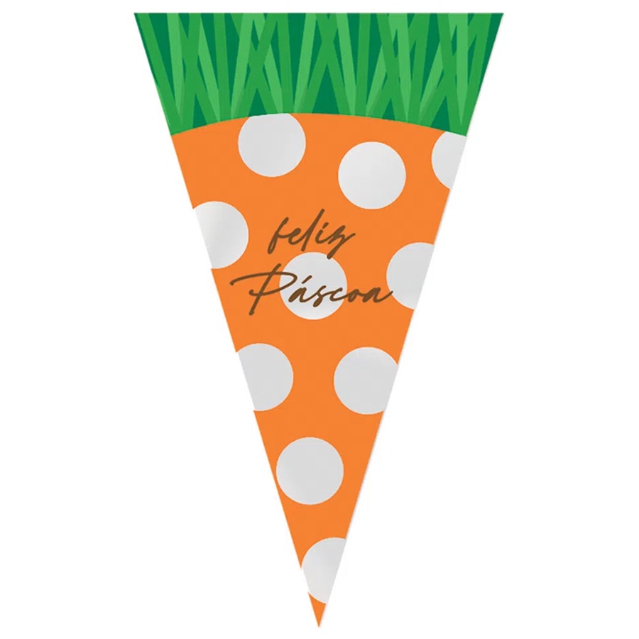 Cone Festa Cenoura Feliz Páscoa - 17,5x29,5cm - 50 unidades - Cromus - Rizzo em Oferta na Shopee