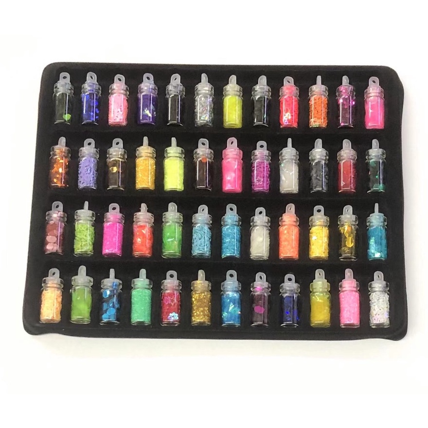 Conjunto 48 Cores Flash Lantejoula Pó Decoração Diamantes Epóxi Mold Makeing Jóias Ferramenta De Molde De Silicone Diy Jóias Resina