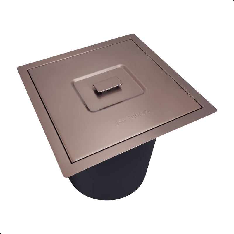 LIXEIRA DE EMBUTIR EM ACO INOX COM ACABAMENTO ESCOVADO ROSE- LAC0003-C em Oferta na Shopee