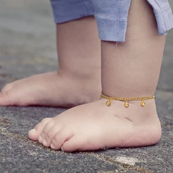 Vnox Baby Children Bells Anklets , Tornozeleiras De Praia Com Corrente De Ouro Jóias De Pé Hipoalergênicas Ajustáveis
