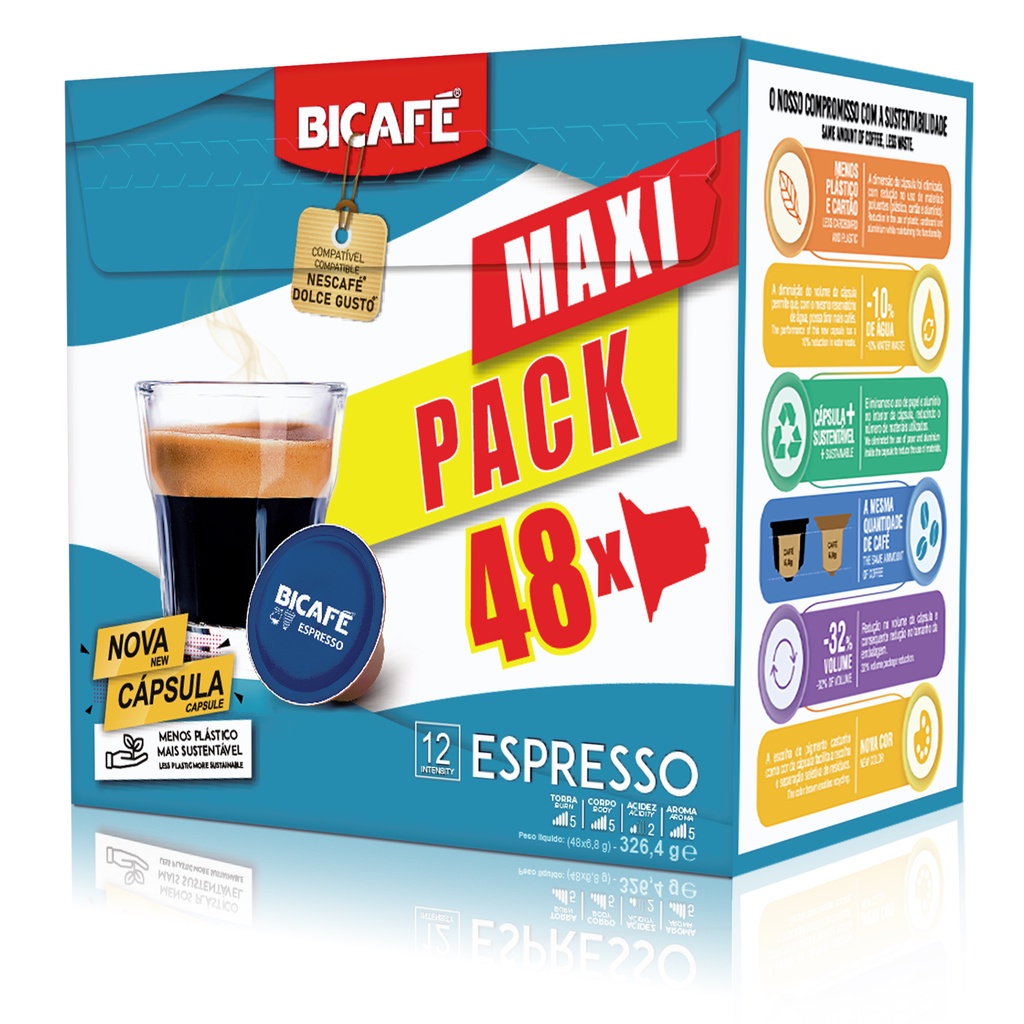 Maxipack 48 Cápsulas De Café Bicafé Espresso P/ Maq. Dolce Gusto* em Oferta na Shopee
