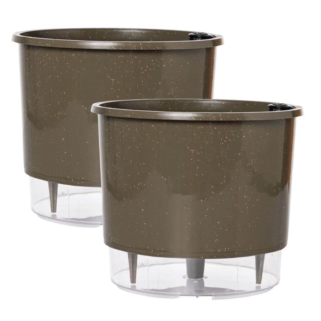 Kit 2 Vaso Autoirrigável Pequeno 11cmx12cm Basalto de Plástico Reciclado Cachepot Decorativo Anti Mosquito - Vaso Raiz