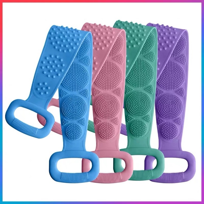 Esponja Silicone Banda Massageadora Escova Banho Lava Costas Bucha Esfoliação Corpo Todo