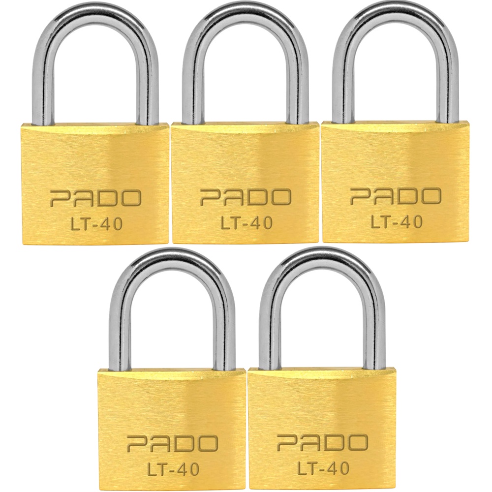 Kit 5 Cadeado Pado Latão 40mm Mesmo Segredo