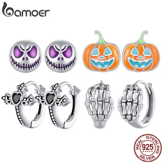 BAMOER 925 Brinco De Halloween Silver Sterling , Crânio , Borboleta , Bijuteria Nightglow Simle Fashion Jewellery for Women SCE1639 em Oferta na Shopee