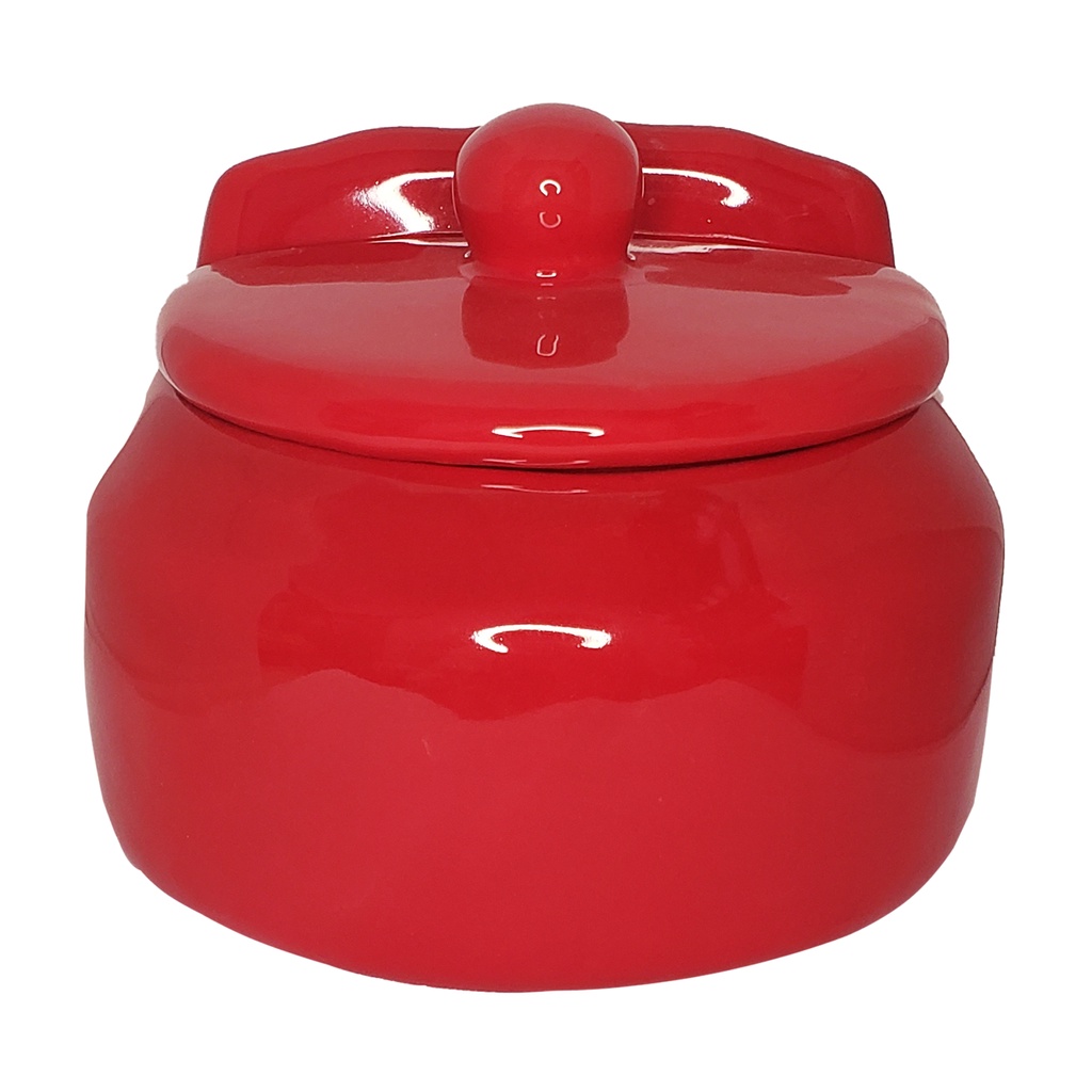 Saleiro Com Tampa Em Cerâmica Porta Sal De Louça Para Mesa E Parede Cozinha Organizada Higiênico Resistente Vermelho