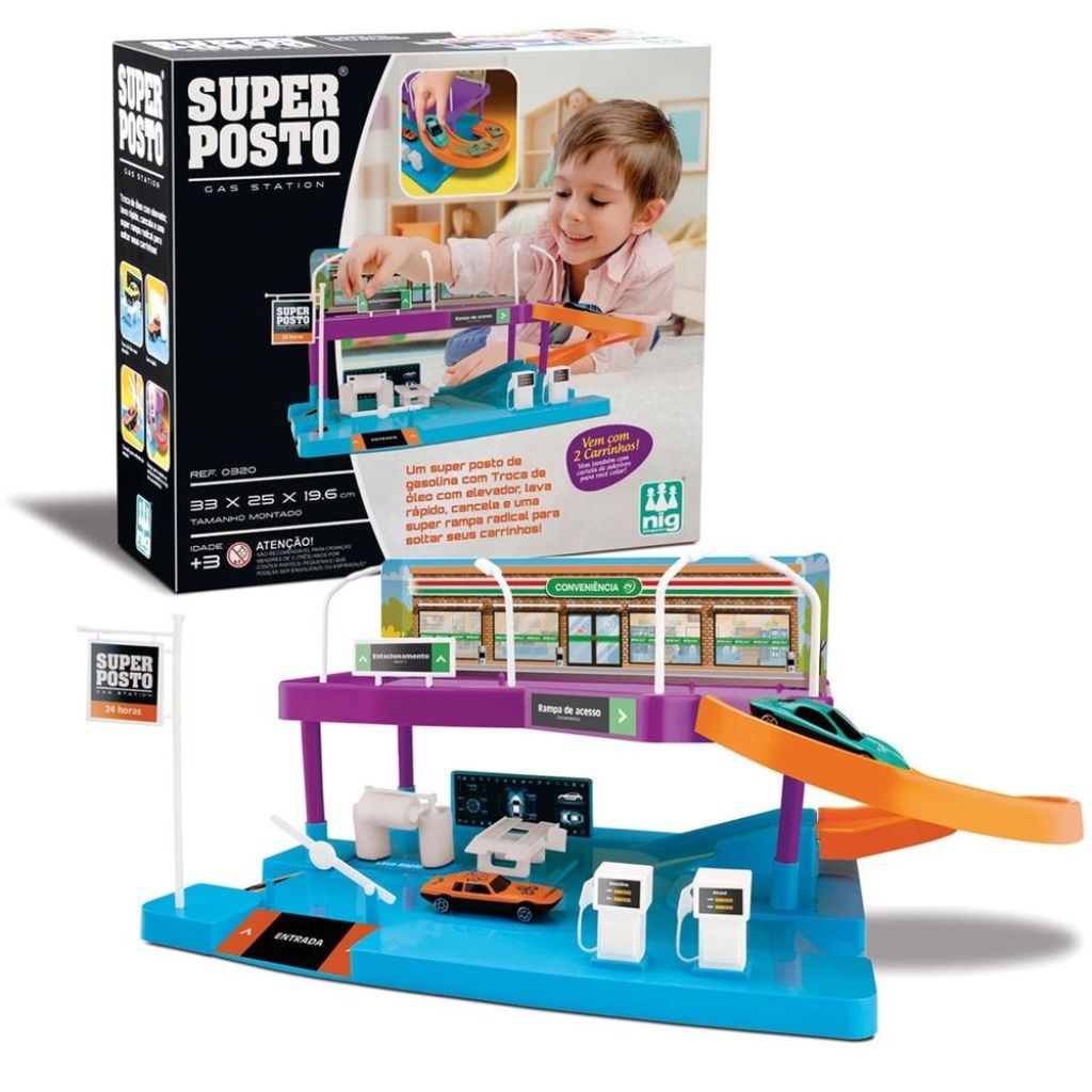 Super Posto De Gasolina Lava Rápido Troca De Óleo 0320 Nig Brinquedos em Oferta na Shopee