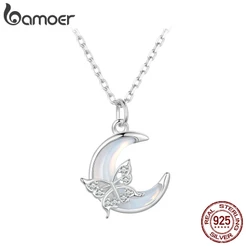 BAMOER 925 Colar De Prata Esterlina Com Pingente Borboleta Lunar Jóias De Luxo Design De Moda Para Mulheres