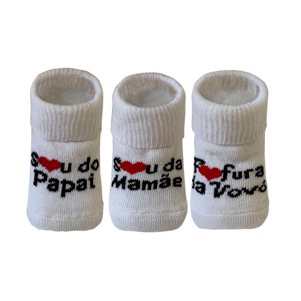 Meia Bebê Maternidade Enxoval Sou da Mamãe e do Papai em Oferta na Shopee