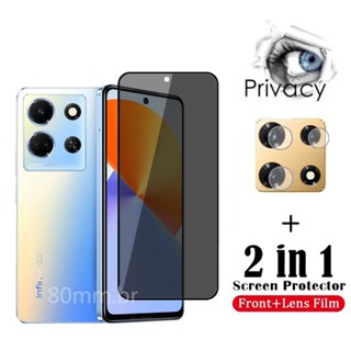 2 Em 1 Vidro Temperado Anti-Espionagem Para Infinix Note 30 Pro VIP 30i Hot 30 Play 4G 5G Free Fire Note 11 12 G96 2023 Privacidade Protetor De Tela De Cobertura Completa E Lente De Câmera