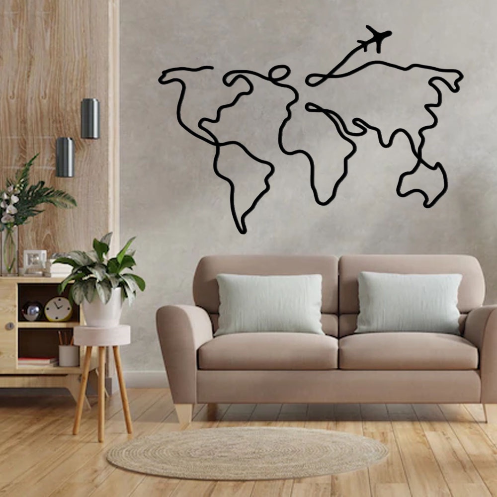 Quadro Painel Mapa Mundi Decorativo Para Parede em Mdf em Oferta na Shopee