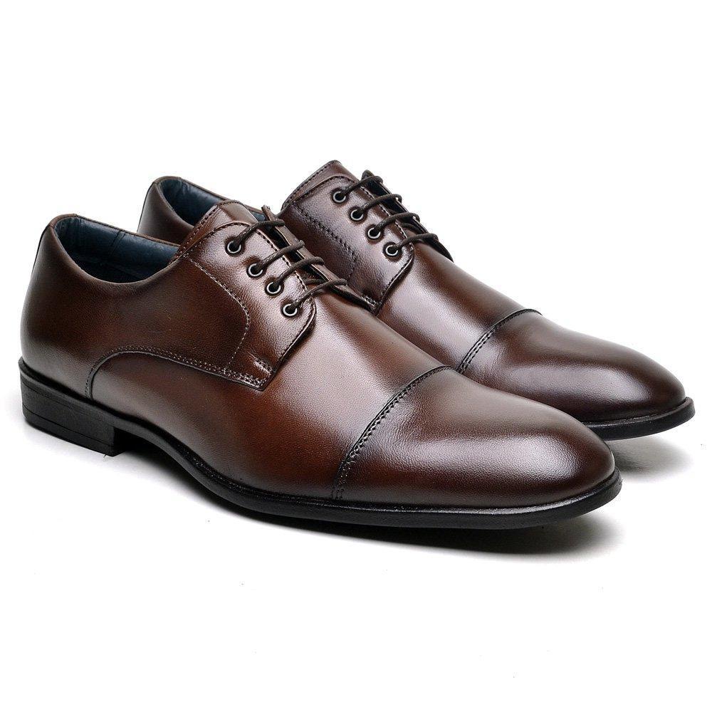 Sapato Social Derby Masculino Em Couro Nobre Elegante Clássico Formal Oxford Esporte Fino