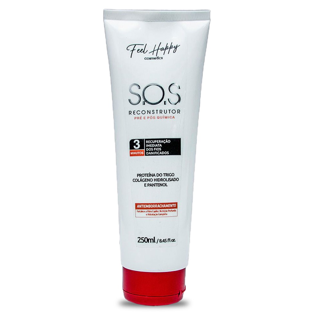 Máscara Anti Emborrachamento Reconstrução Sos 3Min 250ml Feel Happy