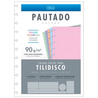 Bloco para tilidisco universitário colorido pauta branca 50 fls Tilibra