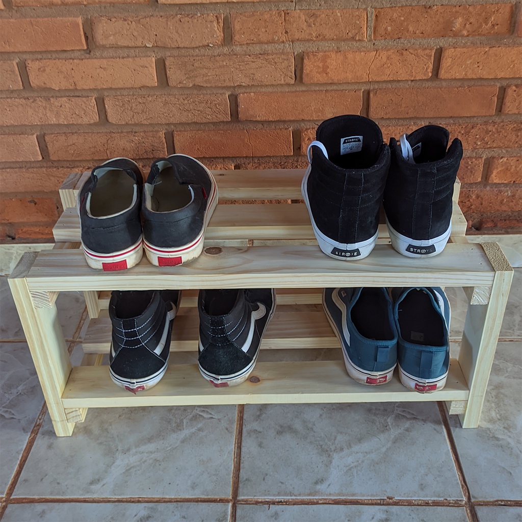 Sapateira de Madeira Pinus 2 Prateleiras Hall de Entrada em Oferta na Shopee