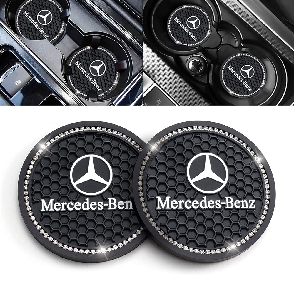 Porta-Copos Para Carros Compatível Com Mercedes Benz Classe A C CLA CLS AMG GLC GLE GLS Lovely Ladies Accessories , Dentro Do Conjunto De Almofada De Borracha De Inserção Brilhante