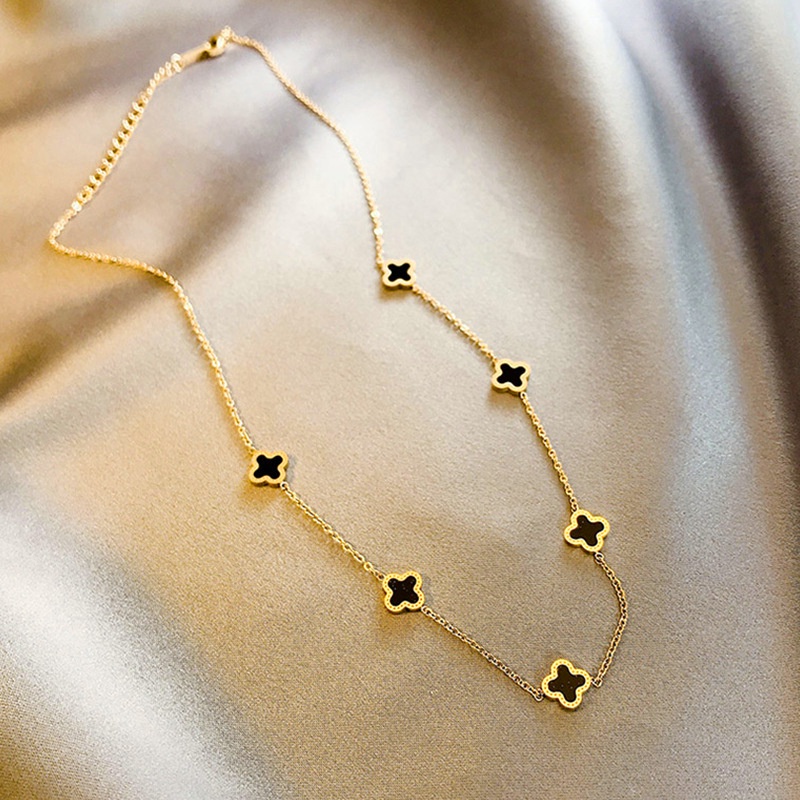 Seis Colares De Quatro Folhas De Aço Inoxidável De Trevo Para Mulheres , Cor Rápida Rosa Dourada Opcional em Oferta na Shopee