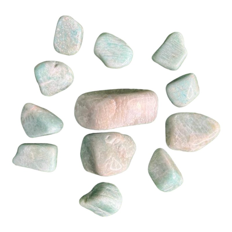 Pedra Rolada Cristal Amazonita 3 a 4 cm Pacote 200g