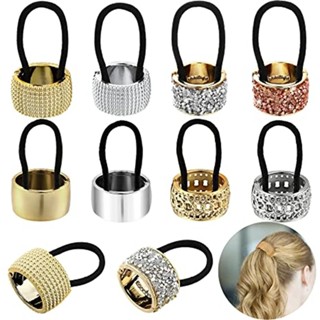 Fivela Punk Ponytail Buckle Corda De Cabelo Simples Metal Liga Abertura Elástica Faixas Femininas Bun Scrunchies Cabeleireiras