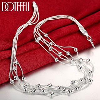 DOTEFFIL 925 Sterling Silver Multi Snake Chain Colar De Contas Lisas De Prata Para Mulheres Homem Fashion Party Jóias De Encanto