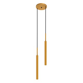 Luminaria Pendente De Teto Tubo Duplo Sala Balcao Dourado