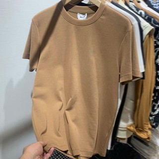 Camiseta Japonesa Casual Solta 100% Algodão Manga Curta Unisexo Pescoço Redondo Estudante Simples Cor Sólida Bottoming Top