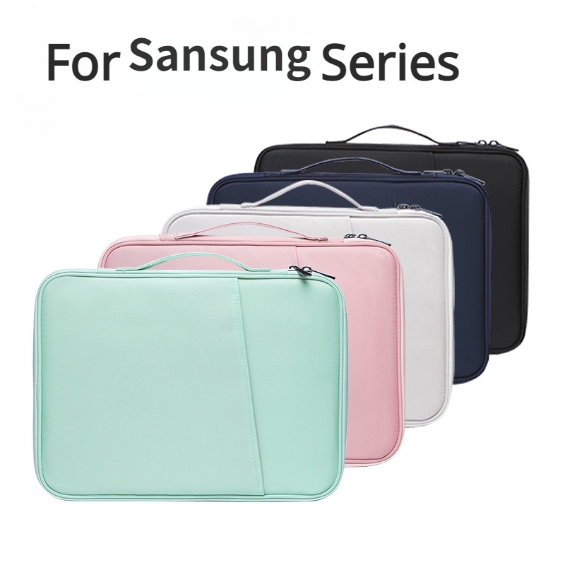 Para Samsung Galaxy Tab S7 +/S7 FE/S8 + 12.4inch 2020 2021 Case 【 With Handle 】 Shockproof Bolsas De Bolso Com Manga Portátil S8 S7 11 " T870 A7 A8 S6Lite Multi Pockets