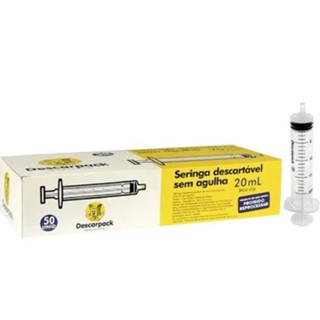 SERINGA DESCARTÁVEL 20 ML COM AGULHA 25X7 SLIP (C/50) - DESCARPACK