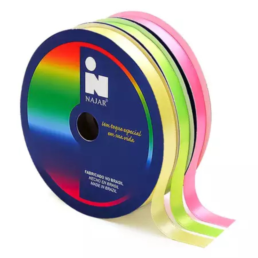 Fita Cetim N2 Najar 10mm C/50 metros - Escolha a cor em Oferta na Shopee