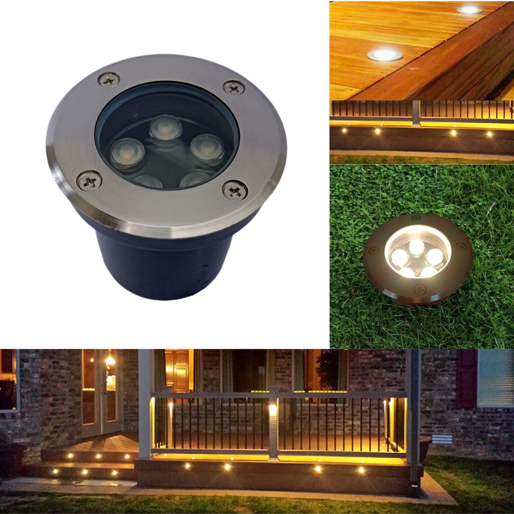 Luminária Balizador Led SMD 5W Externa De Embutir Em Piso Chão Bivolt Blindado Vedado Com Iluminação Branco Quente