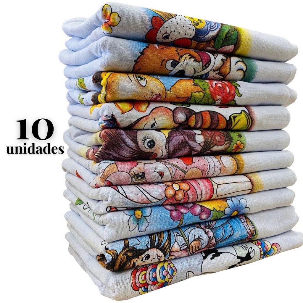Kit dez Panos De Prato Estampado Europinha Guardanapo Bainha  Casa Cozinha Lindos em Oferta na Shopee