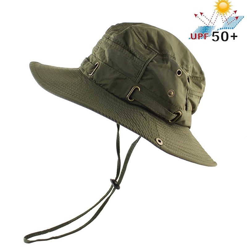 Upf 50 + Praia Chapéu Chapéu Balde Das Mulheres Dos Homens De Verão Proteção Uv Caminhadas Do Exército Militar Boonie Tático Pesca Ao Ar Livre Chapéu De Sol