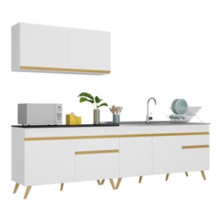 Cozinha Compacta Veneza GW Multimóveis MP2076 com Armário e Balcão Branca