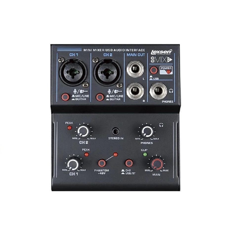 Mesa de Som Lexsen GOMIX2 Interface Gravação USB e Bluetooth