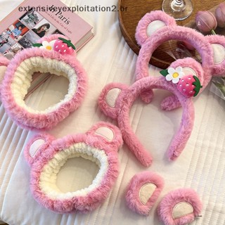 Moda Kawaii Sweet Hairband Orelhas De Pelúcia De Urso De Morango Fita De Cabelo