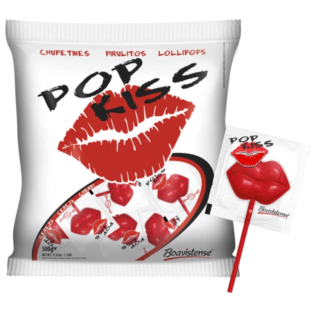 Pirulito Pop Kiss Cereja Formato De Beijo boca 50u Florestal em Oferta na Shopee