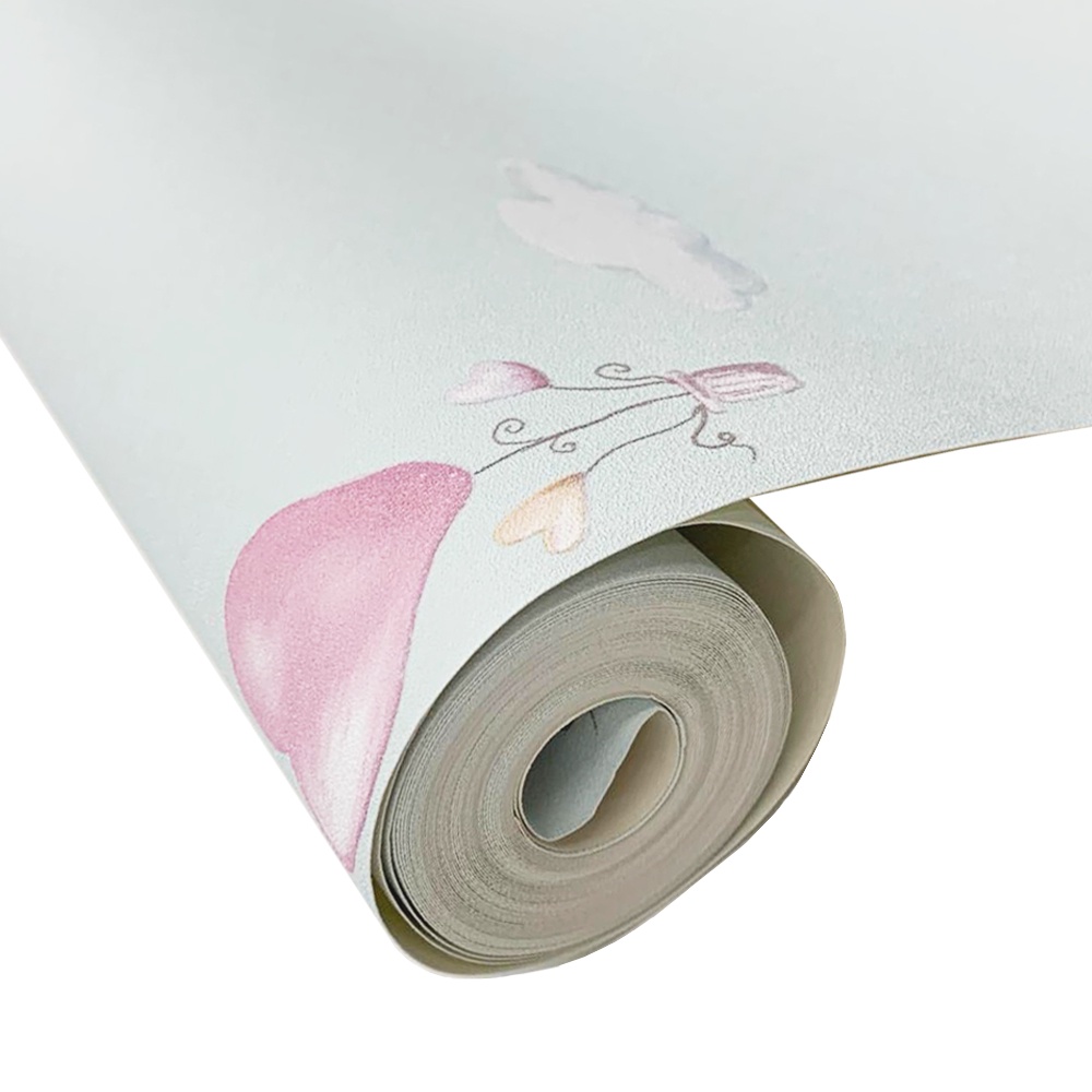 Detalhes do Papel de Parede Infantil  Vinílico 10m X 53cm Verde Balões Cobre 5m²