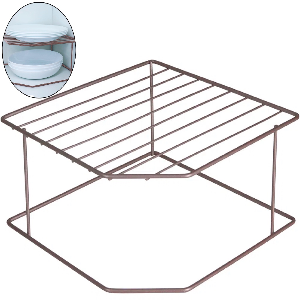 Suporte De Pratos Organizador Horizontal 2 Níveis Lavanda em Oferta na Shopee