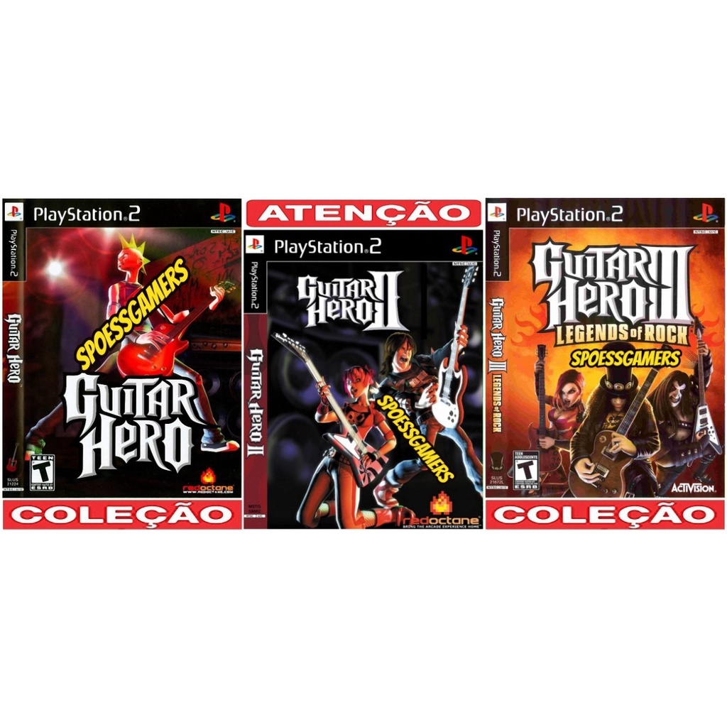 Jogo Ps 2 Guitar Hero 1, 2, 3 Coleção (3 Dvds)