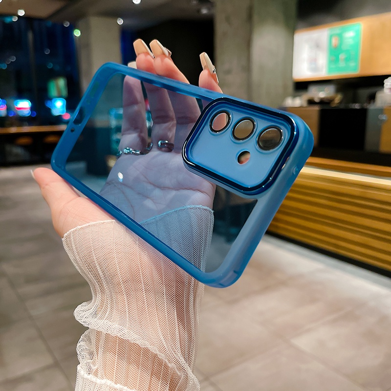 Estojo Telefônico Para Samsung Galaxy A12 A22 A32 A52 A72 A03 164 A13 4G 5G Filme Protetor De Lente De Câmera Capa De Silicone Transparente E Macia