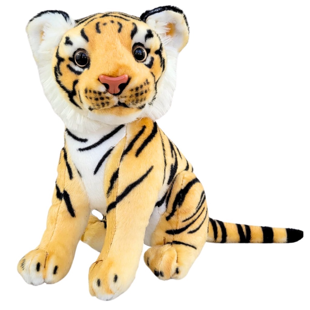 Tigre de Pelúcia Realista Sentado 25cm Filhote Safari Nicho em Oferta na Shopee