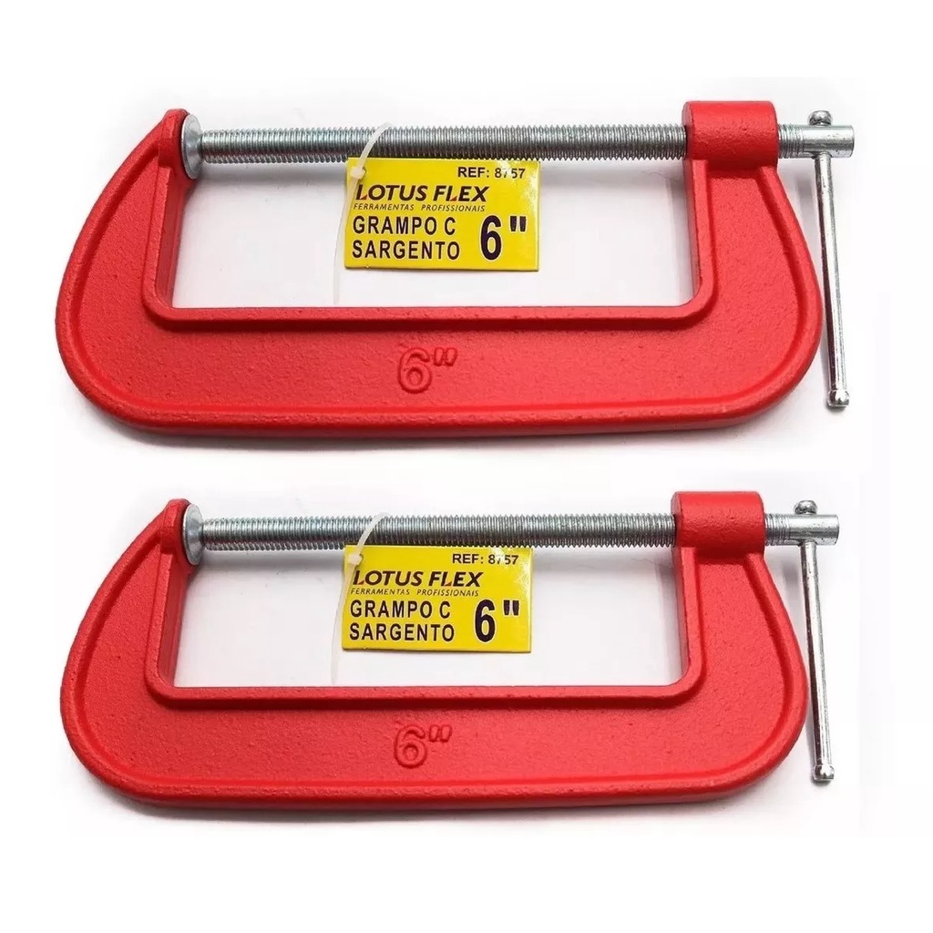 2 Grampos Sargento Tipo C Forjado 6 Polegadas