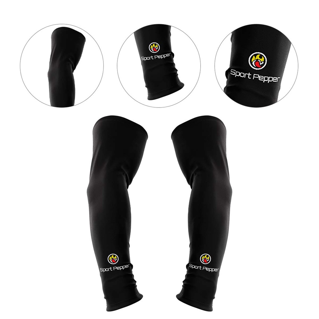 Par de Manguito Sport Pepper Preto Ciclismo Moto Proteção Solar UV50+ Segunda Pele Mangote Para Braços Esportivo Manga Unissex