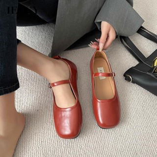 IELGY Sapatos De Couro De Marinha Simples Macio Com Biqueira Redonda Retrô Para Mulheres