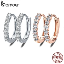 Brincos Argola De Bamoer De Cristal 100 % De Prata Esterlina 925 SCE351