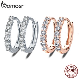 Brincos Argola De Bamoer De Cristal 100 % De Prata Esterlina 925 SCE351
