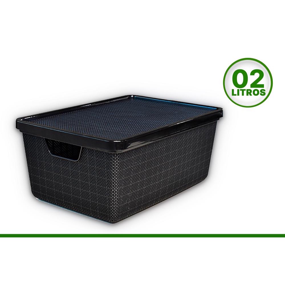 Caixa Organizadora Cesto Com Tampa Multiuso 2L Jutta