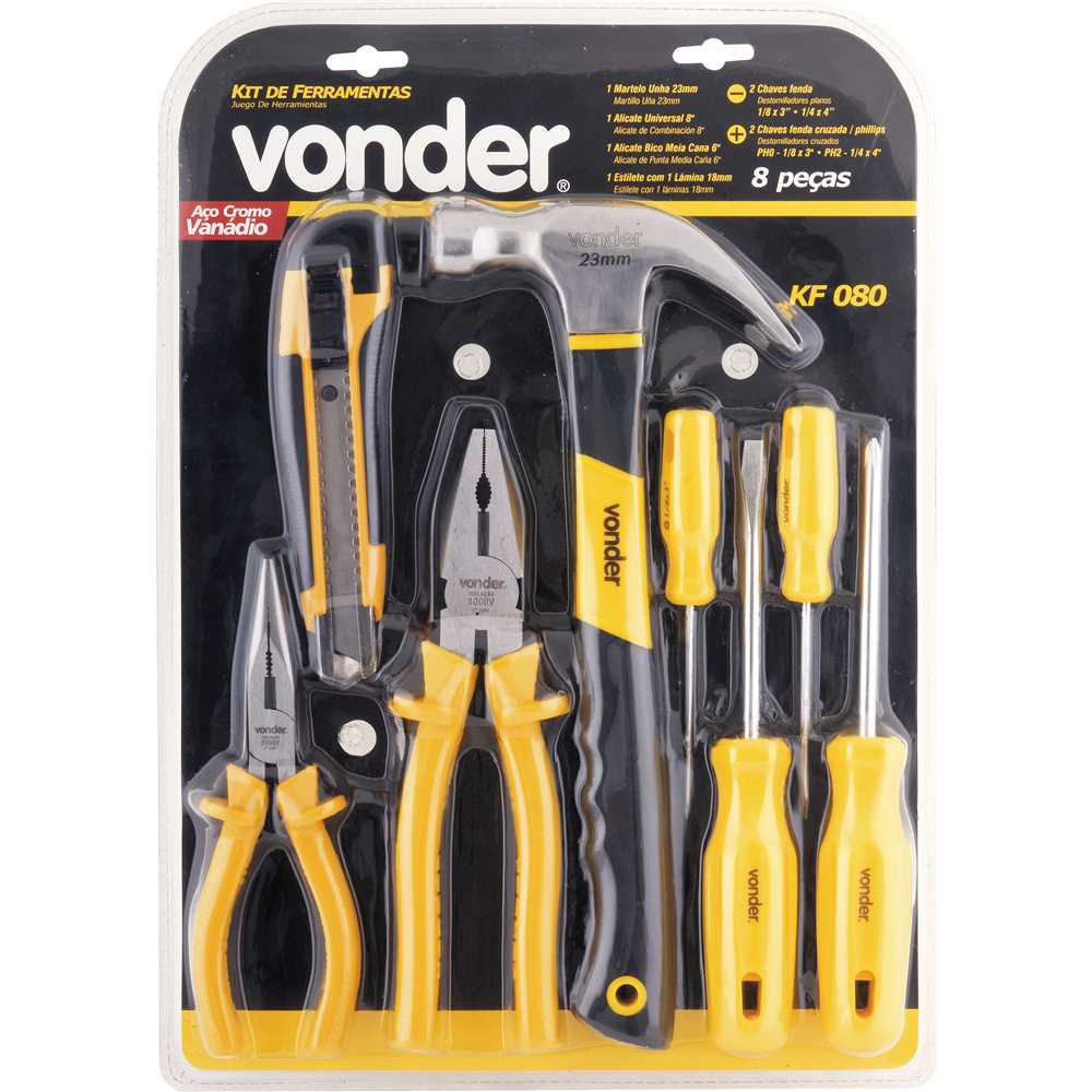 Jogo De Ferramentas Completo Com 8 Peças Vonder Resistente Reparos e Manuntenções Em Geral Oferta